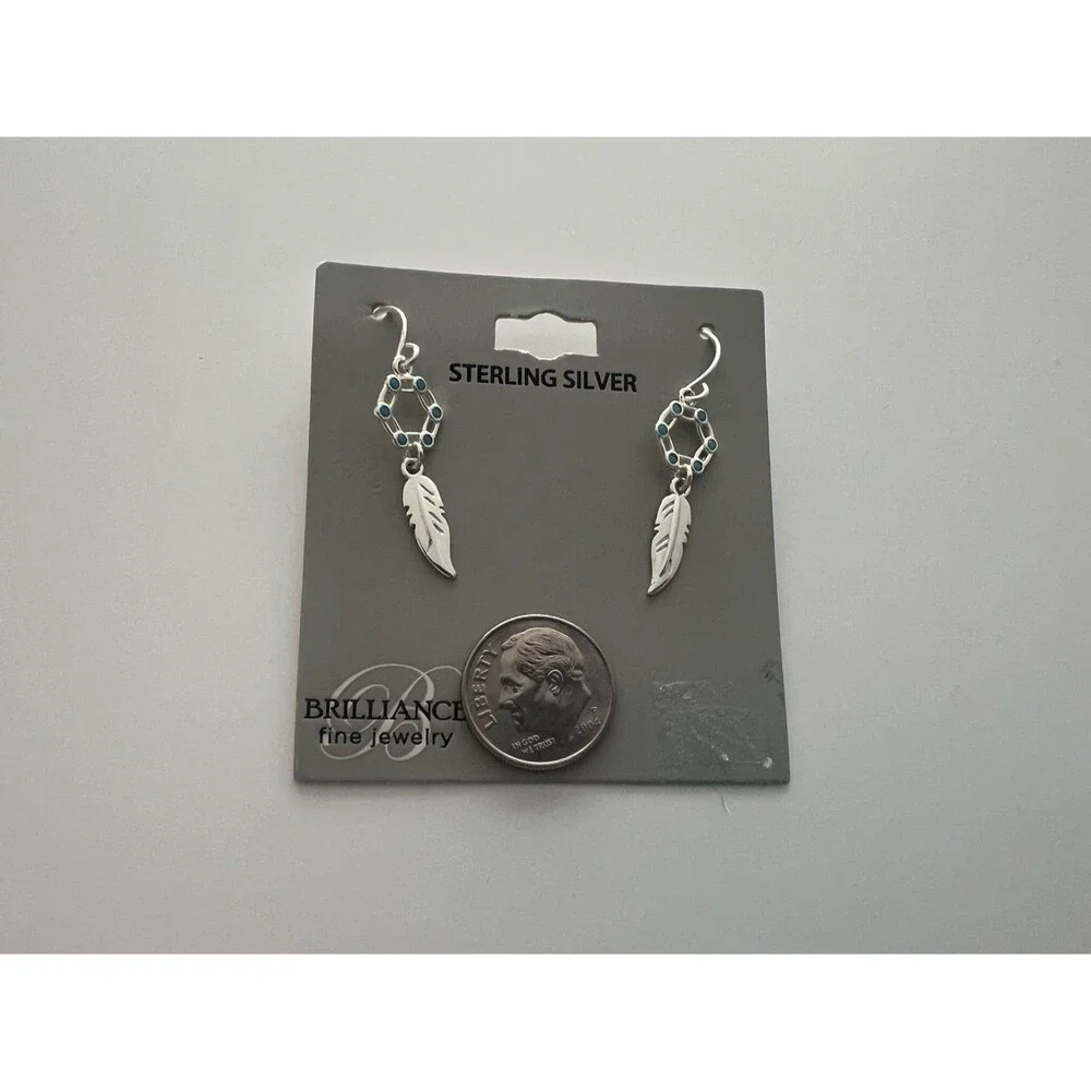 Dream catcher feather Sterling Silver dangle earrings New